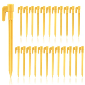 24 Pack, 5.7 Inch Plastic Tent Stakes, Yellow 24 Pack, 5.7 Inch Plastic Tent Stakes, Yellow