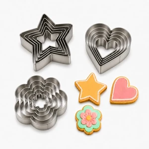 15Pcs Stainless Steel Cookie Cutter Set, Flower, Heart & Star, 5 Sizes Each 15Pcs Stainless Steel Cookie Cutter Set, Flower, Heart & Star, 5 Sizes Each