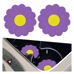 2PCS Car Cup Coaster, Flower Shaped Silicone Non-Slip Vehicle Drink Holder Insert Mat, Universal 2.75 Inch Waterproof Automotive Interior Decoration Beverage Pad Accessories (Purple) 2PCS Car Cup Coaster, Flower Shaped Silicone Non-Slip Vehicle Drink Holder Insert Mat, Universal 2.75 Inch Waterproof Automotive Interior Decoration Beverage Pad Accessories (Purple)
