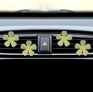 4PCS Flower Car Air Vent Clips, Resin Rotating Auto AC Outlet Decoration, Aroma Diffuser Car Interior Accessories for Women (Green) 4PCS Flower Car Air Vent Clips, Resin Rotating Auto AC Outlet Decoration, Aroma Diffuser Car Interior Accessories for Women (Green)