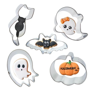 5 Pieces Mini Halloween Cookie Cutters, Size 2.2" to 2.6" Small Stainless Steel Molds Ghost, Cat, Bat, Pumpkin Holiday Shapes for Halloween Party Decorations 5 Pieces Mini Halloween Cookie Cutters, Size 2.2" to 2.6" Small Stainless Steel Molds Ghost, Cat, Bat, Pumpkin Holiday Shapes for Halloween Party Decorations