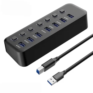 RGB USB 3.0 Hub 7 Ports Data Port Adapter 5Gbps High Speed Individual On/Off Switch Splitter USB Extension Docking Station RGB USB 3.0 Hub 7 Ports Data Port Adapter 5Gbps High Speed Individual On/Off Switch Splitter USB Extension Docking Station