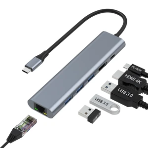 USB C Hub Video Output 4K, 6 in 1 Docking Station 3 USB 3.0 Ports, Type C Ethernet Adapter for Type-C Laptop/Laptop/Type-C Laptop,100W PD Charging USB C Hub Video Output 4K, 6 in 1 Docking Station 3 USB 3.0 Ports, Type C Ethernet Adapter for Type-C Laptop/Laptop/Type-C Laptop,100W PD Charging
