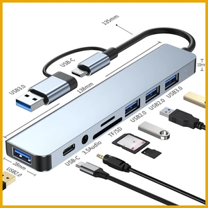 2026 8 In 2 USB HUB With Splitter Card Reader USB C Port USB 3.0 / 2.0 SD/TF Splitter Card Reader Docking Station 2026 8 In 2 USB HUB With Splitter Card Reader USB C Port USB 3.0 / 2.0 SD/TF Splitter Card Reader Docking Station