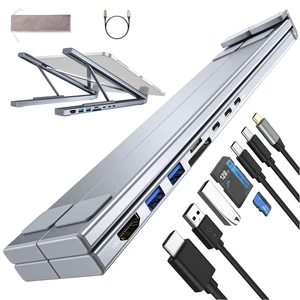 8-in-1 USB-C Laptop Stand With Docking Station Universal USB C Dock Tablet Stand Foldable Type-C Hubs Adapter Plug Play 8-in-1 USB-C Laptop Stand With Docking Station Universal USB C Dock Tablet Stand Foldable Type-C Hubs Adapter Plug Play