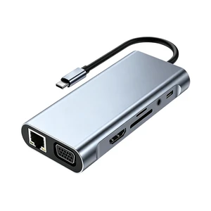 11-in-1 Type-C to Video Output Docking Station with SD TF Card Reader, Multiport Hub for Laptops Phones Game Consoles 11-in-1 Type-C to Video Output Docking Station with SD TF Card Reader, Multiport Hub for Laptops Phones Game Consoles