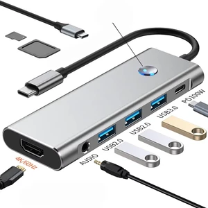 9-in-1 USB C Docking Station with Screen off Button USB HUB TYPE-C to Video Output 4K60Hz/USB 3.0 5Gbps PD100W Fast Charging for Type-C Laptop 9-in-1 USB C Docking Station with Screen off Button USB HUB TYPE-C to Video Output 4K60Hz/USB 3.0 5Gbps PD100W Fast Charging for Type-C Laptop