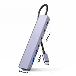 7in1 USB C Hub 10Gbps Adapter 100W PD Charging 4PCS Type C 3.2 Gen with 2PCS USB A 2.0 Docking Station for Laptop Tablet 7in1 USB C Hub 10Gbps Adapter 100W PD Charging 4PCS Type C 3.2 Gen with 2PCS USB A 2.0 Docking Station for Laptop Tablet