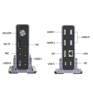 15/12 in 1 Hub Type-C Docking Station 4K@60Hz Video Output DisplayPort USB A RJ45 SD TF Audio Port Adapter for Type-C Laptop Laptop 15/12 in 1 Hub Type-C Docking Station 4K@60Hz Video Output DisplayPort USB A RJ45 SD TF Audio Port Adapter for Type-C Laptop Laptop