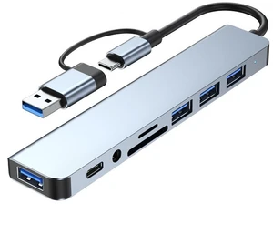 8-in-2 USB Hubs Docking Stations SD/TF Card Reader Type C to USB OTG Adapter For Tablet Mobile Phone Computer 8-in-2 USB Hubs Docking Stations SD/TF Card Reader Type C to USB OTG Adapter For Tablet Mobile Phone Computer