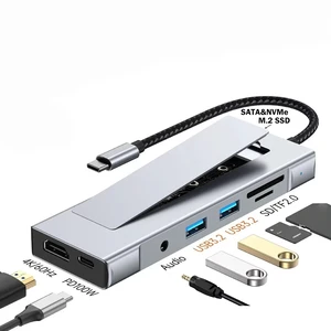 8-in-1 M.2 SSD Docking Station with Disk Storage 10Gbps USB 3.2 HUB USB C To SATA+NVME Video Output Adapter For Laptop Type-C Laptop 8-in-1 M.2 SSD Docking Station with Disk Storage 10Gbps USB 3.2 HUB USB C To SATA+NVME Video Output Adapter For Laptop Type-C Laptop