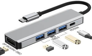 USB-C to DP 8K@60Hz / 4K@120Hz Adapter 100W PD Fast Charging 3-Port USB 2.0 Hub 5-in-1 Portable Type-C Dock for Laptop USB-C to DP 8K@60Hz / 4K@120Hz Adapter 100W PD Fast Charging 3-Port USB 2.0 Hub 5-in-1 Portable Type-C Dock for Laptop