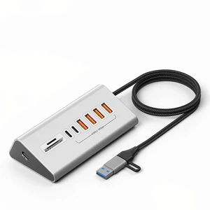 9-in-2 USB 3.2 HUB 10Gbps Data Transfer Aluminum Alloy USB Docking Station USB Splitter with Card Reader For PC Laptop Type-C Laptop 9-in-2 USB 3.2 HUB 10Gbps Data Transfer Aluminum Alloy USB Docking Station USB Splitter with Card Reader For PC Laptop Type-C Laptop