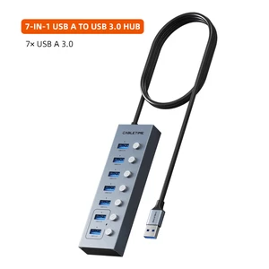 USB 3.0 HUB 5Gbps Dock Station 7-Port USB3.0 Splitter with Individual OFF/ON Switch for PC Laptop USB Ports Extender USB 3.0 HUB 5Gbps Dock Station 7-Port USB3.0 Splitter with Individual OFF/ON Switch for PC Laptop USB Ports Extender