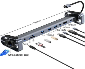 10/11/12-in-1 Docking Station Laptop Stand Audio USB Type-C 4K Video Output 100W PD SD/TF Display port For Type-C Laptop PC Computer Hub 10/11/12-in-1 Docking Station Laptop Stand Audio USB Type-C 4K Video Output 100W PD SD/TF Display port For Type-C Laptop PC Computer Hub