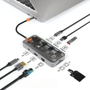USB C HUB 4K30Hz Dock Station Type C to Video Output RJ45 Ethernet PD100W for Type-C Laptop Type-C Phone DEX Phone USB C HUB 4K30Hz Dock Station Type C to Video Output RJ45 Ethernet PD100W for Type-C Laptop Type-C Phone DEX Phone
