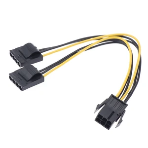 For 1pcs 6pin Female Graphics Card GPU To IDE Dual 2 X 4pin Female To Power Supply Cable PCIe PCI-e 6 Pin Male To 4pin Female