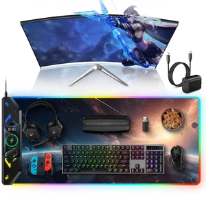 5-in-1 RGB Mouse Pad with Wireless Charging, Gaming Desk Mat, Cosmic Planet | 35.4" x 15.8" Waterproof Mousepad Keyboard Desk Pad, Ultra-Smooth Surface, Non-Slip Rubber Base, Dual Input Ports Design 5-in-1 RGB Mouse Pad with Wireless Charging, Gaming Desk Mat, Cosmic Planet | 35.4" x 15.8" Waterproof Mousepad Keyboard Desk Pad, Ultra-Smooth Surface, Non-Slip Rubber Base, Dual Input Ports Design