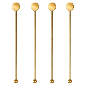 Gold Swizzle Sticks for Cocktails, 8.66" Metal Drink Stirrers, Set of 4 | 8.66" Gold Metal Stirrers With Round Paddle Head And Smooth Edges Reusable For Cocktails, Coffee, Weddings & Home Bars Gold Swizzle Sticks for Cocktails, 8.66" Metal Drink Stirrers, Set of 4 | 8.66" Gold Metal Stirrers With Round Paddle Head And Smooth Edges Reusable For Cocktails, Coffee, Weddings & Home Bars