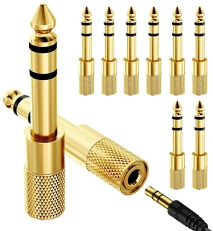 10-Pack 3.5mm to 1/4 Stereo Headphone Adapter, Gold Plated 6.35mm 1/4 Male to 3.5mm 1/8 Female Stereo Jack Converter for Auxiliary Cables, Amplifiers, Guitars, Digital Pianos. 10-Pack 3.5mm to 1/4 Stereo Headphone Adapter, Gold Plated 6.35mm 1/4 Male to 3.5mm 1/8 Female Stereo Jack Converter for Auxiliary Cables, Amplifiers, Guitars, Digital Pianos.