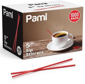 Disposable Plastic Sip Stirrers 5 in,Red,Hot & Cold Drinks,1000 Count Disposable Plastic Sip Stirrers 5 in,Red,Hot & Cold Drinks,1000 Count