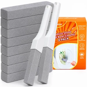 8 Pack Pumice Stone Toilet Bowl Cleaner with 2 Replaceable Long Handles | Remove Limescale, Rust & Hard Water Rings, ScratchFree, Natural Material, MultiSurface for Tub, Sink, Grill, Pool Tile 8 Pack Pumice Stone Toilet Bowl Cleaner with 2 Replaceable Long Handles | Remove Limescale, Rust & Hard Water Rings, ScratchFree, Natural Material, MultiSurface for Tub, Sink, Grill, Pool Tile