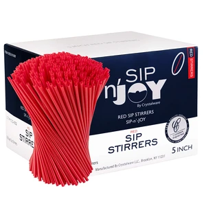 Plastic Sip Stirrers, Cocktail and Coffee Stirrers, 5 Inch 1000/box, Red Plastic Sip Stirrers, Cocktail and Coffee Stirrers, 5 Inch 1000/box, Red