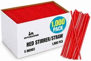 Coffee Stirrers Straw 5.25", Sip Stir Sticks, Plastic Cocktail Mixers Heavy Duty, Disposable, Red Coffee Stirrers Straw 5.25", Sip Stir Sticks, Plastic Cocktail Mixers Heavy Duty, Disposable, Red