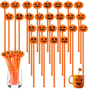 30 Pcs Halloween Drink Stirrers Pumpkin Swizzle Sticks, Orange | 7.5 Inch, Coffee Cocktail Swizzle Sticks Bulk, Fall Plastic Stir Sticks Decor, for Autumn, Tea, Coffee, Bar, Party Favors 30 Pcs Halloween Drink Stirrers Pumpkin Swizzle Sticks, Orange | 7.5 Inch, Coffee Cocktail Swizzle Sticks Bulk, Fall Plastic Stir Sticks Decor, for Autumn, Tea, Coffee, Bar, Party Favors