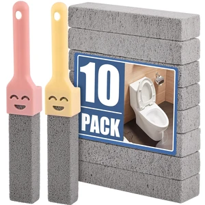 10 Pack Pumice Stone Scouring Sticks with 2 Universal Handles, Grey Pumice Stone Cleaner for Cleaning Toilets, Bathrooms, Kitchens, Spas and Pools 10 Pack Pumice Stone Scouring Sticks with 2 Universal Handles, Grey Pumice Stone Cleaner for Cleaning Toilets, Bathrooms, Kitchens, Spas and Pools