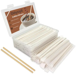 200 Pcs 5.5 Inch Individually Wrapped Coffee Stirrers | Birch Wood Round End Wooden Coffee Stirrers with Storage Container for Coffee, Cocktail, Tea, and Hot Drinks 200 Pcs 5.5 Inch Individually Wrapped Coffee Stirrers | Birch Wood Round End Wooden Coffee Stirrers with Storage Container for Coffee, Cocktail, Tea, and Hot Drinks