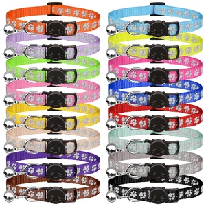 16 PCS Breakaway Cat Collars with Bells Reflective Cat Collar Safety Nylon Kitten Collars Cat Collars for Girl Boy Cats(6"-9")