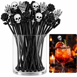 Halloween Cocktail Stirrers,36 Pack, 7.1 Inch (Gothic Mix) | Skull, Skeleton Hand, Coffin, Black Rose Drink Stirrers, Bulk Coffee Mixers for Bar, Wedding, Event, Halloween Party Halloween Cocktail Stirrers,36 Pack, 7.1 Inch (Gothic Mix) | Skull, Skeleton Hand, Coffin, Black Rose Drink Stirrers, Bulk Coffee Mixers for Bar, Wedding, Event, Halloween Party