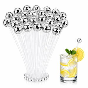 24 Count Disco Ball Drink Stirrers 8 Inch Silver Mirror Stir Sticks | for Cocktail Coffee 70s 80s Theme Bachelorette Wedding Birthday Party Decor 24 Count Disco Ball Drink Stirrers 8 Inch Silver Mirror Stir Sticks | for Cocktail Coffee 70s 80s Theme Bachelorette Wedding Birthday Party Decor