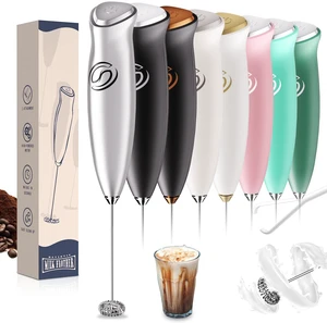 Milk Frother Handheld Frother Wand Drink Mixer Handheld Coffee Stirrers Electric Frother for Coffee Mixer Wand with 2 Whisk frother for protein powder coffee frother handheld-Silver