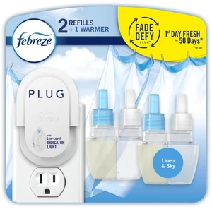 Plug In Air Freshener, Odor-Fighting Scented Oil Starter Kit, Air Fresheners for Home and Bathroom and Kitchen, Long Lasting for Strong Odors, Linen & Sky Scent, Warmer + 2 Refill Plug In Air Freshener, Odor-Fighting Scented Oil Starter Kit, Air Fresheners for Home and Bathroom and Kitchen, Long Lasting for Strong Odors, Linen & Sky Scent, Warmer + 2 Refill