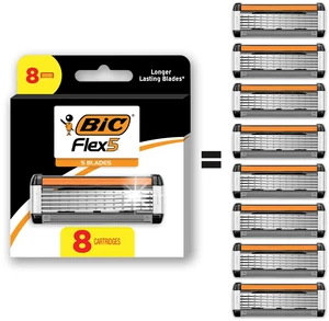 Flex 5 Men's 5-Blade Razor Cartridge Refills, 8-Pack | Lubricating Strip with Aloe and Vitamin E | Precision Edging Blade for Tricky Spots | Refillable Cartridges for Convenience Flex 5 Men's 5-Blade Razor Cartridge Refills, 8-Pack | Lubricating Strip with Aloe and Vitamin E | Precision Edging Blade for Tricky Spots | Refillable Cartridges for Convenience