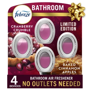 Bathroom Air Freshener, Odor-Fighting, Plug In Alternative, Air Fresheners for Home and Bathroom and Kitchen, Closet Air Fresheners, Baked Cinnamon Apples & Cranberry Crumble Scent, 4 Count Bathroom Air Freshener, Odor-Fighting, Plug In Alternative, Air Fresheners for Home and Bathroom and Kitchen, Closet Air Fresheners, Baked Cinnamon Apples & Cranberry Crumble Scent, 4 Count