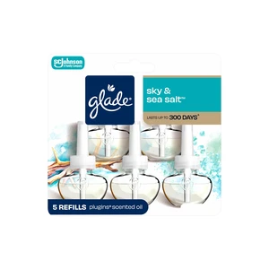 PlugIns Air Freshener Refills, Sky & Sea Salt, 5 Count | 0.67 fl oz Each, Includes 5 Refills, Scented and Essential Oils for Home and Bathroom Use, Fits Glade PlugIn Warmer PlugIns Air Freshener Refills, Sky & Sea Salt, 5 Count | 0.67 fl oz Each, Includes 5 Refills, Scented and Essential Oils for Home and Bathroom Use, Fits Glade PlugIn Warmer