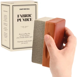 Extra Large Fabric Pumice Stone - Brown, Manual Efficient Pilling Removal & Lint Remover - Ergonomic Wooden Handle - Reusable & Pumice Stone for Laundry