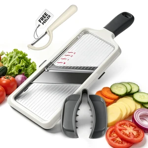 Multi Handheld Mandoline Slicer - Adjustable Stainless Steel Blade | Hand Guard & Peeler Included, 1-4 mm Adjustable,Non-Slip Grip, Easy Rinse Clean, Space Saving, For Salad Stir-Fry Meal Prep Multi Handheld Mandoline Slicer - Adjustable Stainless Steel Blade | Hand Guard & Peeler Included, 1-4 mm Adjustable,Non-Slip Grip, Easy Rinse Clean, Space Saving, For Salad Stir-Fry Meal Prep