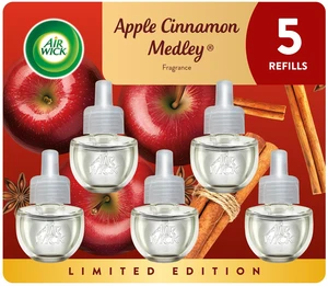 Plug In Refill, Apple Cinnamon Medley, Essential Oils, 5 count | Apple cinnamon air freshener for Air Wick plug in warmers; 5 Air Wick scented oil refills infused with essential oils. Plug In Refill, Apple Cinnamon Medley, Essential Oils, 5 count | Apple cinnamon air freshener for Air Wick plug in warmers; 5 Air Wick scented oil refills infused with essential oils.