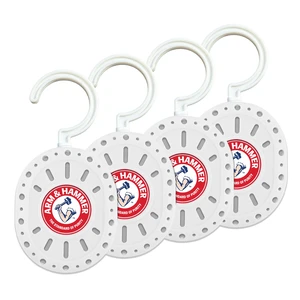 White Linen, 4 Count Hanging Odor Absorber with Baking Soda, 360° Rotating Hook for Closets, Lockers & Storage Areas White Linen, 4 Count Hanging Odor Absorber with Baking Soda, 360° Rotating Hook for Closets, Lockers & Storage Areas