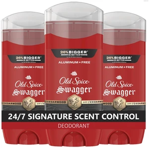 Deodorant for Men, Aluminum Free, Swagger Scent, 3.8 oz Pack of 3 | Cedarwood & Lime Notes | 24/7 Odor Protection | Helps Fights Odors | 24/7 Freshness & Long-Lasting Scent | Red Collection