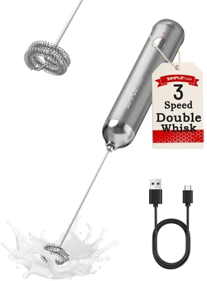 Milk Frother Handheld Rechargeable Mixer Wand, 3 Speeds, Gray | Durable Drink Stirrer with Dual Coil Stainless Steel Whisk, USB-C Cable, Velvety Froth for Coffee, Latte, Cappuccino, Matcha Milk Frother Handheld Rechargeable Mixer Wand, 3 Speeds, Gray | Durable Drink Stirrer with Dual Coil Stainless Steel Whisk, USB-C Cable, Velvety Froth for Coffee, Latte, Cappuccino, Matcha