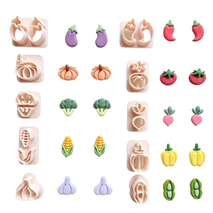 Vegetable Polymer Clay Cutters Set - 10 Mini Shapes Including Eggplant, Pepper, Pumpkin, Tomato, Broccoli & Radish for DIY Jewelry Making, Corn, Garlic & Bean Clay Earring Cutters Vegetable Polymer Clay Cutters Set - 10 Mini Shapes Including Eggplant, Pepper, Pumpkin, Tomato, Broccoli & Radish for DIY Jewelry Making, Corn, Garlic & Bean Clay Earring Cutters