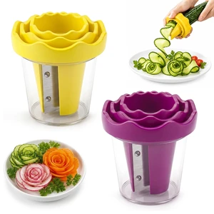 2PCS Manual Vegetable Spiralizer and Curler for Rose Flower Carving, Handheld Fruit Flower Cutter Grater, Carrot Cucumber Rose Garnishing Slicer Tool (Red+Yellow) 2PCS Manual Vegetable Spiralizer and Curler for Rose Flower Carving, Handheld Fruit Flower Cutter Grater, Carrot Cucumber Rose Garnishing Slicer Tool (Red+Yellow)