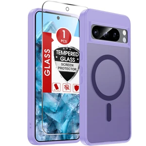 for Pixel-8-Pro Case: MagSafe with Screen Protector Anti-Fingerprint | Soft TPU Hard PC Smartphone Shell, Luxury Soft-Touch Full Body Protection Para Google Pixel 8 Pro Phone Case, Lavender for Pixel-8-Pro Case: MagSafe with Screen Protector Anti-Fingerprint | Soft TPU Hard PC Smartphone Shell, Luxury Soft-Touch Full Body Protection Para Google Pixel 8 Pro Phone Case, Lavender