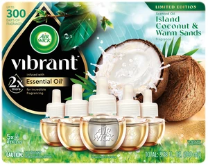 Scented Oil - Vibrant Refill Island Coconut & Warm Sands 5 ct. | Air Wick plug in refill, infused with essential oils;air fresheners for home, room,bathroom,bedroom & office.Use as directed Scented Oil - Vibrant Refill Island Coconut & Warm Sands 5 ct. | Air Wick plug in refill, infused with essential oils;air fresheners for home, room,bathroom,bedroom & office.Use as directed