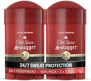 Antiperspirant Deodorant for Men, Swagger Scent, 2.6 oz Pack of 2 | Cedarwood & Lime Notes | 24/7 Sweat & Odor Protection | 24/7 Lasting Freshness | Soft Solid Sweat Defense | Red Collection